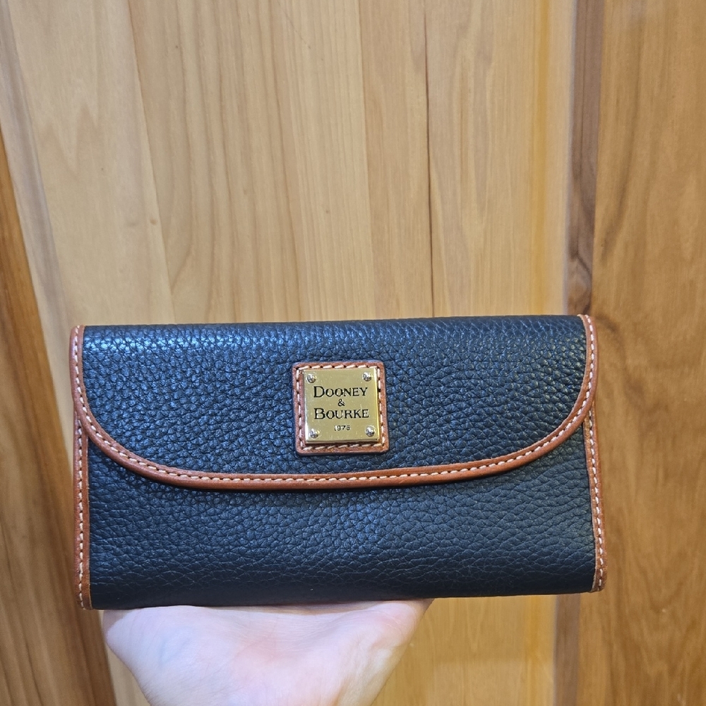 Dooney & Bourke Black and Brown Leather Clutch